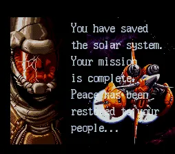 Axelay's ending message reads, You have saved the solar system.