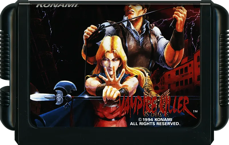 Japanese Mega Drive cartridge label for Vampire Killer.