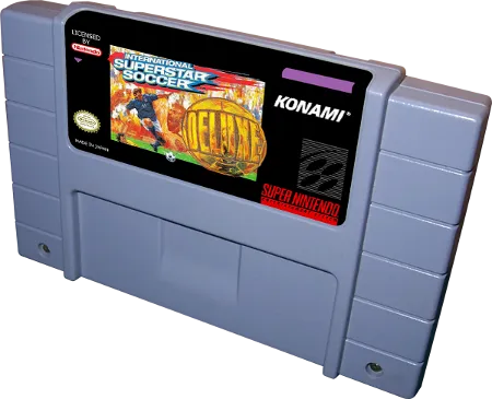 International Superstar Soccer Deluxe Super Nintendo cartridge.