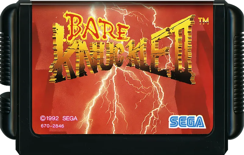 Bare Knuckle II Japanese Mega Drive cartridge with lightning artwork.